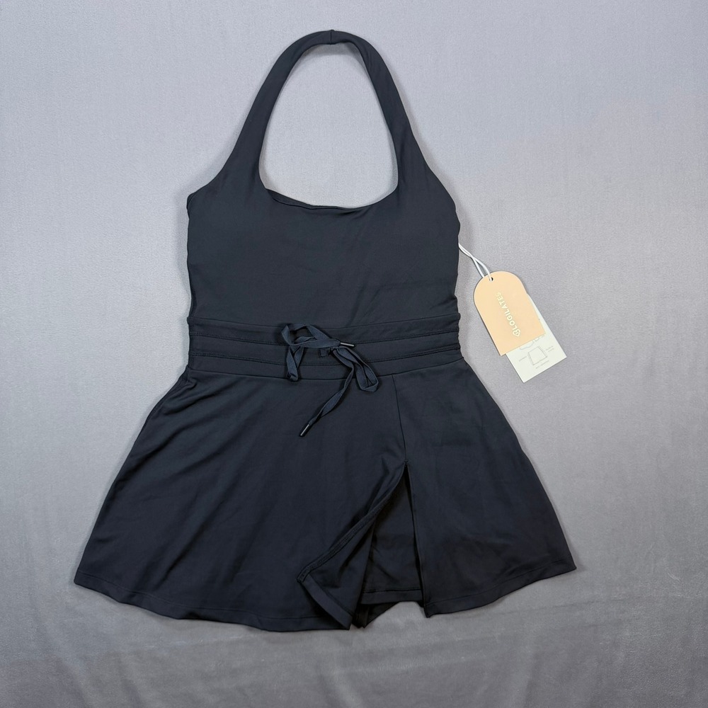 Blogilates Womens XS Black Recycled Polyester Game Set Match Active Halter Dress